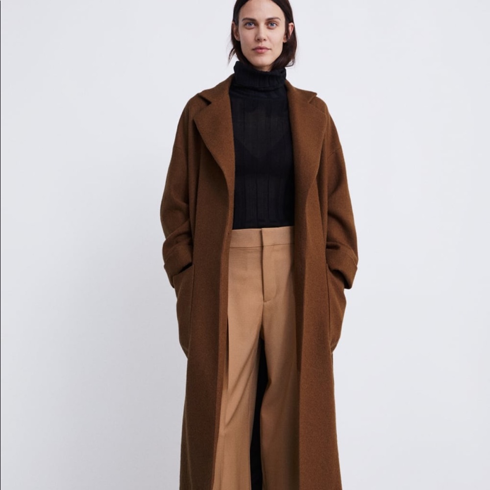 Zara belted long wrap coat